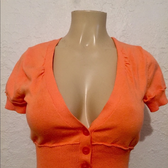 Glimmer by JJ basics peach shrug crop top sweater - Picture 2 of 4